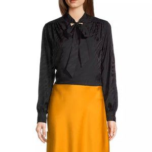 Worthington Womens Split Tie Neck Long Sleeve Blouse